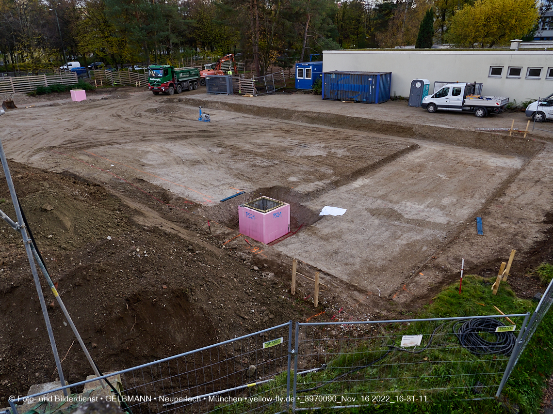 16.11.2022 - Baustelle an der Quiddestraße Haus für Kinder in Neuperlach